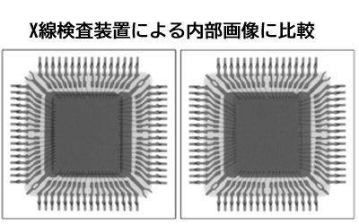 X線検査装置による内部画像に比較